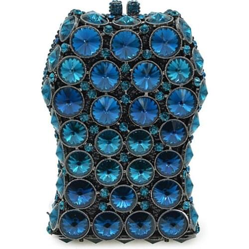 New Arrival Blue Crystal Evening Bag Clutches Bags Blue/Red Handbags Fashion Women Metal Diamond Dinner Purses Lady Clutches bag