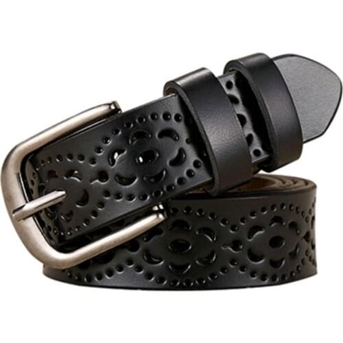New Fashion Wide Genuine Leather Belt Women Luxury Jeans Belts Female Top Quality Straps Hollow Belt wholesale
