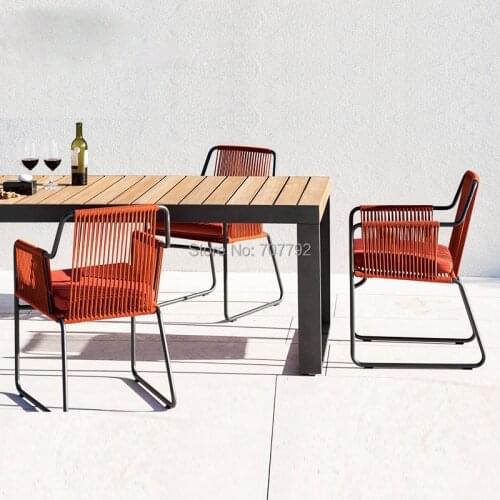 Outdoor patio garden rope dining table set dining chair furniture