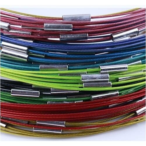 Fashion Mixed Copper Memory Wire Necklace Choker Cords,1MM 18 Inch Steel Chain Cord Necklace magnetic Clasp