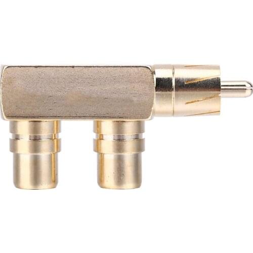 RCA Male to 2 RCA Female Right Angle Audio Plug Splitter Adapter Connector