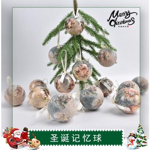Christmas decorations 75MM painted paper bag ball Christmas tree pendant shopping mall window scene layout memory ball