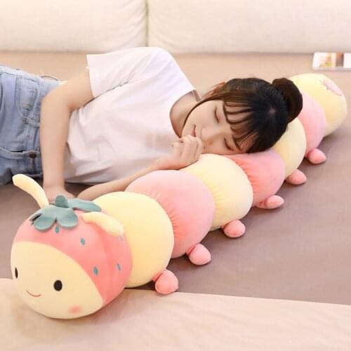 Cute Fruit Caterpillar Plush Toy Comfort Children Sleeping Pillow Kawaii Long Pillow Girl Food Doll Caterpillar Stuffed Animal