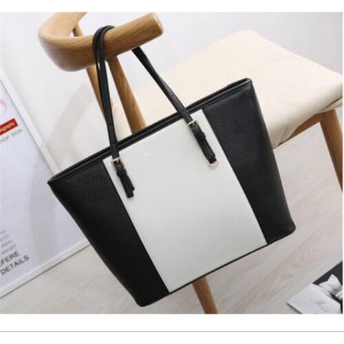 Bag Fashion Women PU Leather Handbag Brief Shoulder Bags Black White Large Capacity Luxury Handbags Tote Bags Design Bolsos Sac