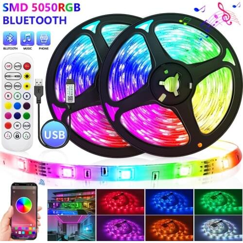Bluetooth USB LED Strip Light 5050 SMD RGB LED Lights Flexible Waterproof LED Lamp Tape Ribbon RGB TV Desktop Diode Tape
