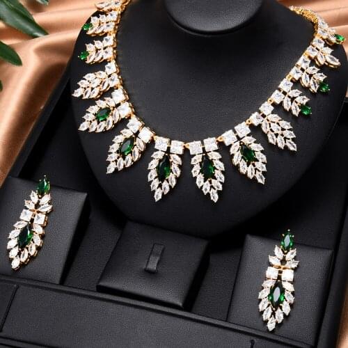 Blachette Dubai Gorgeous Trendy Necklace Earrings for Noble Luxury Women Bridal Wedding Party Show Jewelry Sets High Quality