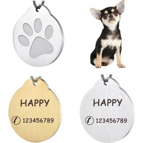 Anti-lost Circular Paw Print Dog Tag Supplies Designer Dog Collar Accessories Pet ID Name Phone Number Puppy Tag Personalised