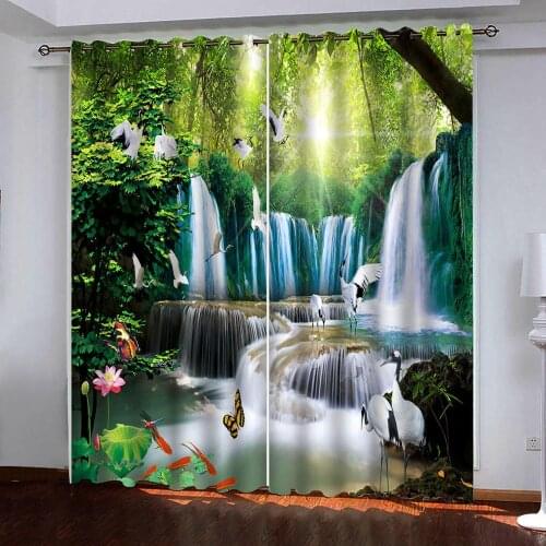 Modern 3D Window Curtain living room bedroom custom size Natural scenery waterfall blackout Curtains home decor