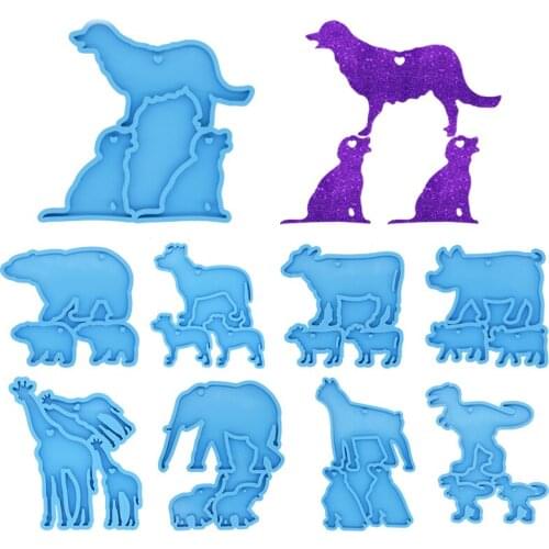 18 Styles of Animal Shape Golden Retriever Shark Epoxy Resin Keychain Pendant Mold DIY Crafts Mold for Bag Keychain Pendant