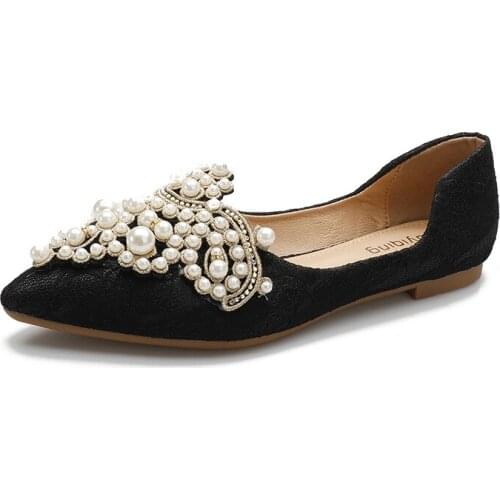 Wedding Shoes Everyday Wear 2021 Early Autumn New Womens Shoes Large Size Womens Shoes 41-43 Lace Pearl Single Shoes