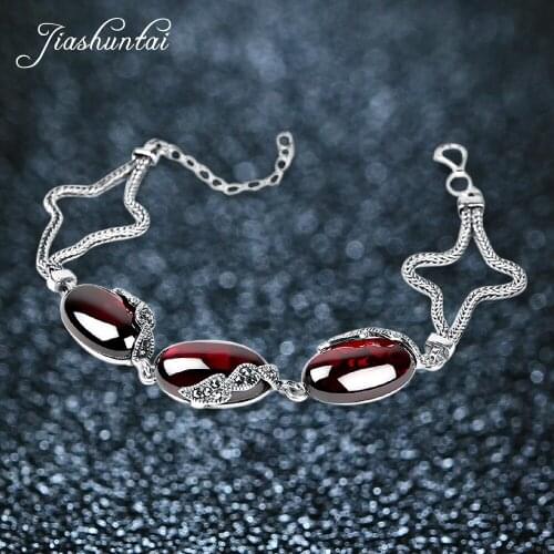 JIASHUNTAI Retro 925 Sterling Silver Bracelets For Women Vintage Silver Jewelry Female