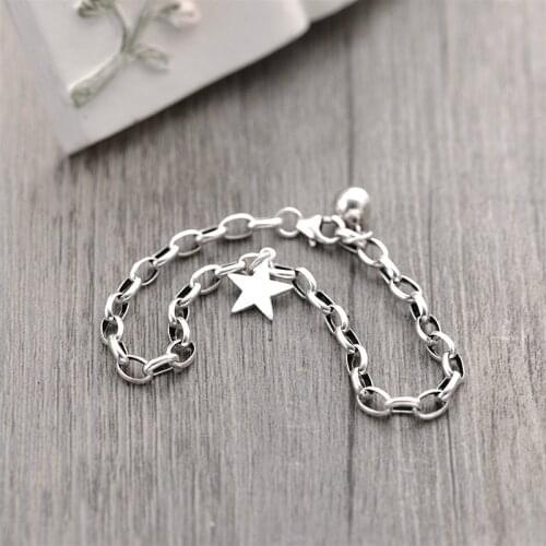 Flyleaf 925 Sterling Silver Pentagram Star Bracelets For Women Personality Simple Fashion Fine Jewelry Charm Bracelets & Bangles