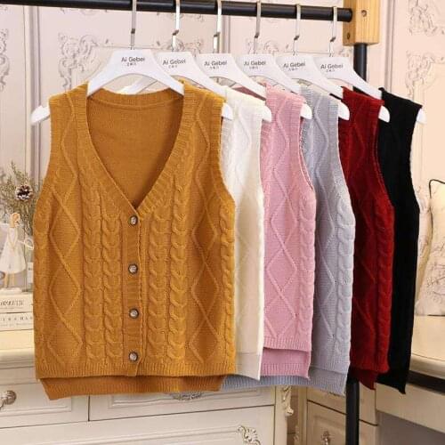Women Sweater Vest Sweater Cardigan Button Vest Womens Spring and Autumn Loose Sleeveless Knitted Waistcoat Wool Vest Coat