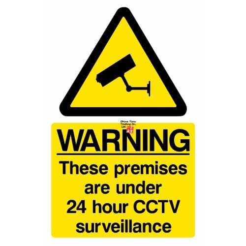 Products sticker CCTV 24 Hour Surveillance Rigid Plastic Sign Decal Suitable for shopping malls, warehouses, schools, factory