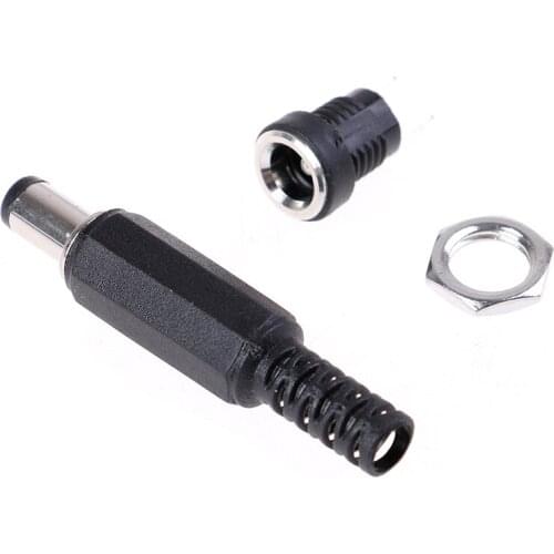 1Pair Female Plug+Male Plug Jack Socket Adapter Dc Power Supply Panel Mount Connector