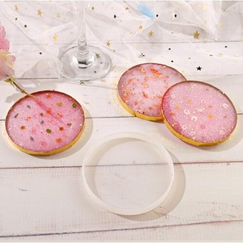 1PC Crystal Resin Coaster Round Coaster Epoxy Molds Silicone Resin Mold For Making Slices Coasters Home Decoration DIY Making