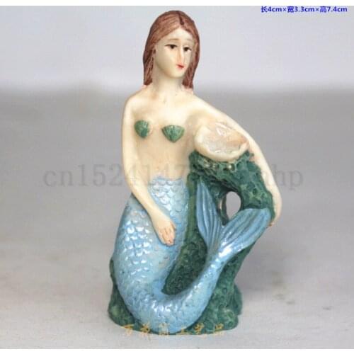 1pcs handmade Garden Fantasy Figurine Art Works Home Decor Gifts Resin Miniature Mermaid Princess Statue Fairy
