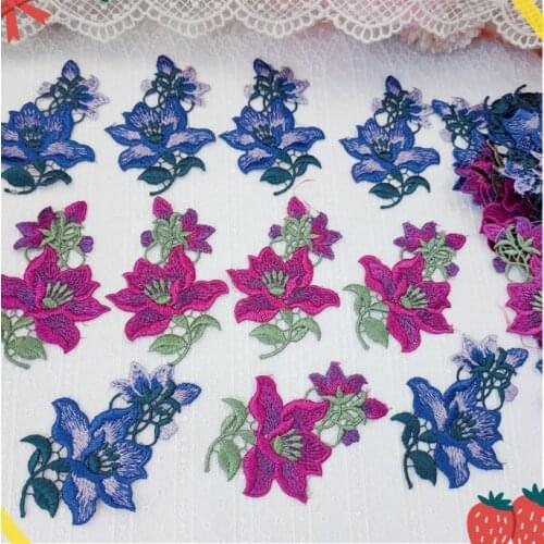 10 Pieces China Style Luxury Quality Exquisite Purple Roseo Lace Patches Embroidered Lace Applique For Wedding Decoration DIY