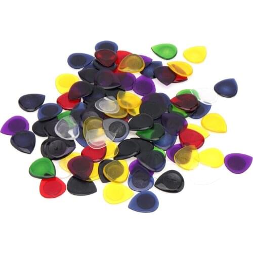 100pcs/lot Guitar Picks 1.0 / 2.0 / 3.0mm ABS Transparent Colorful Skidproof Water Droplets Shape Plectrum for Guitars Ukulele