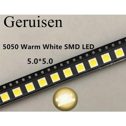 100PCS SMD 5050 Red /Green /Blue/ White /Yellow /Warm White/Pink/UV/Orang/RGB/WS2812B light LED diode High Power Super Bright