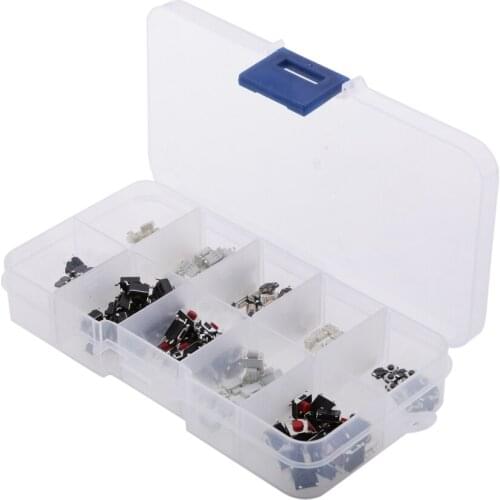 200 Pieces Universal 10- Sizes Tact Tactile Push Button Switch Assortment Kits