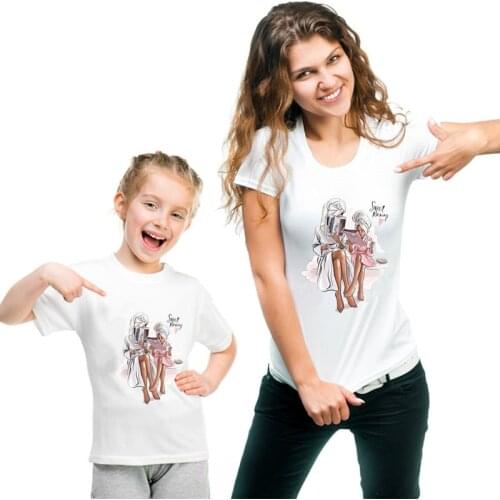 2020 Summer Funny Mommy Daughter print Family Clothing Mom and Daughter Matching Outfits Soft Family T-shirts