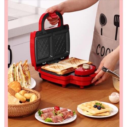 220V Household Electric Waffle Maker Multifunctional Bread Sandwich Baking Pot Machine For Breakfast With 7 Plates
