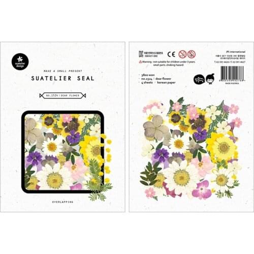4sheets/Pack Korea Brand Suatelier Flowers High Quality Paper Sticker Seal DIY Diary Stationery Scrapbooking Decoration