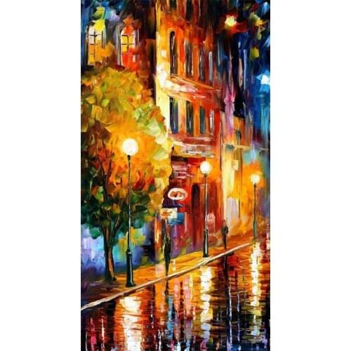 5D Diy Diamond Painting Supplie Street Full Drill Round Diamond Embroidery Picture Rhinestone Diamond Mosaic Cartoon Home Decor