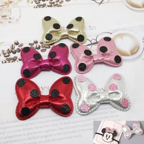 6Pcs 6.5*5cm Mickey bow Tie Appliques for Craft Clothes Stickers Supplies DIY Hair Clips ornament