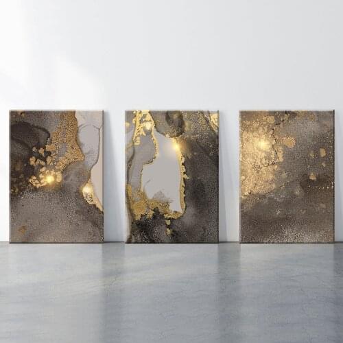 Splash Ink Marble Canvas Painting Modern Nordic Wall Art Abstract Gold Foil Black Gray Pictures Print for Living Room Hoom Decor