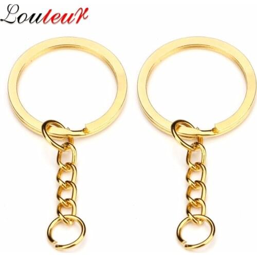 LOULEUR 20pcs/lot Metal Key Chains Key Rings Antique Bronze Gold Silver Color 28mm Long Keyrings Split Rings KeyChains Wholesale