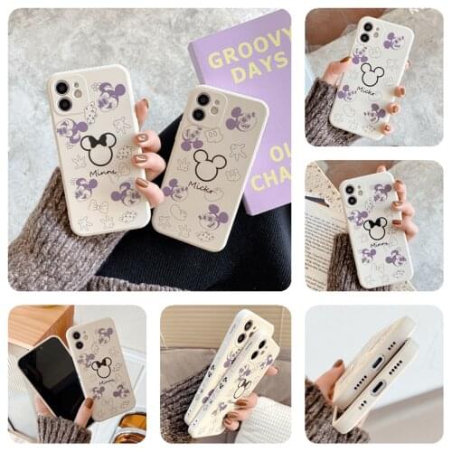 Disney Mickey Couples Silicone Phone Case For Apple iPhone 11 12 Pro Max mini 7 8 plus XR X XS MAX 5 5S SE Shockproof Case Cove