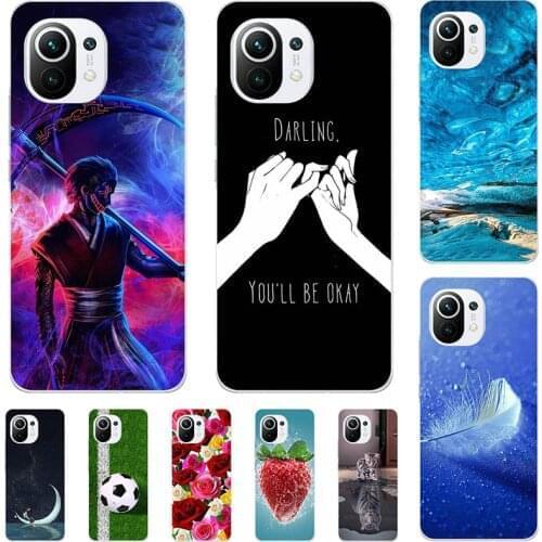 For Xiaomi Mi 11 Lite 11 Youth M2101K9AG Case For Xiaomi Mi 11 Pro Cartoon Pattern Soft TPU Cover Coque Animal Flower Shell