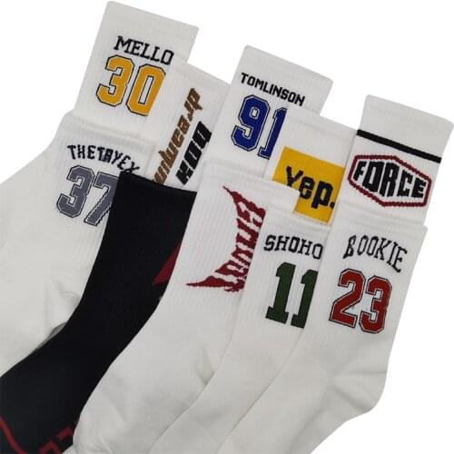 10 Pairs/Pack Brand New Fashion Cotton Black White Digital Crew Men Woman Socks Sports Skateboard Street Happy Dress Long Socks