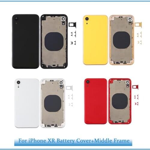 New XR Rear Housing case For iPhone XR 6.1" Battery Back Cover Door Rear Cover + Middle Frame Chassis + sim card