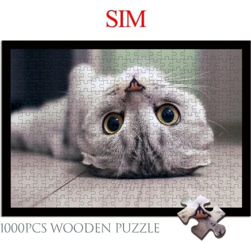 Sim wooden Puzzles 1000 Pieces cats Pattern Pictures Puzzles Toy Jigsaw Educational Toy For Adult Children Educational Toy