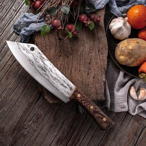 Full Tang 6inch Kitchen Knife 5CR15 Stainless Steel Sharp Meat Cleaver High Carban Chefs Cooking Knife