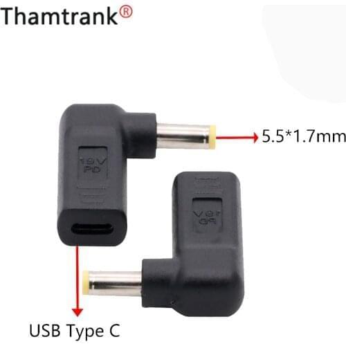1pc Laptop Power Adapter Connector 5.5*1.7mm Dc Plug USB Type C Female to Universal Male Jack Converter for Notebook Charger