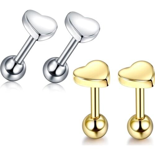 1Pc Surgical steel Heart-Shaped Ear Studs Earrings For Women/Men Cartilage Piercing Studs Earrings Helix Sexy Jewelry