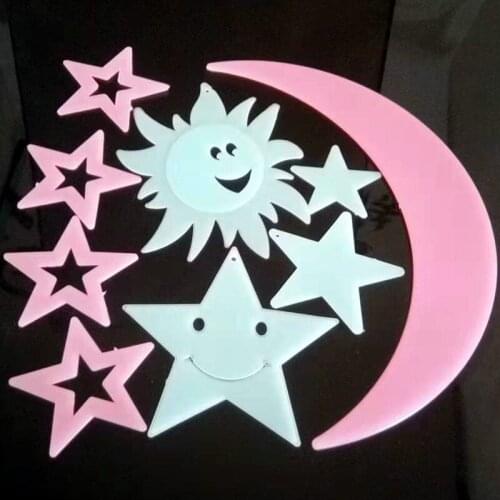 Luminous Stars The Moon Sun Patch on Seven Stars with Fluorescent Glow Stick Children Bedroom Student Classroom Wall Coverings