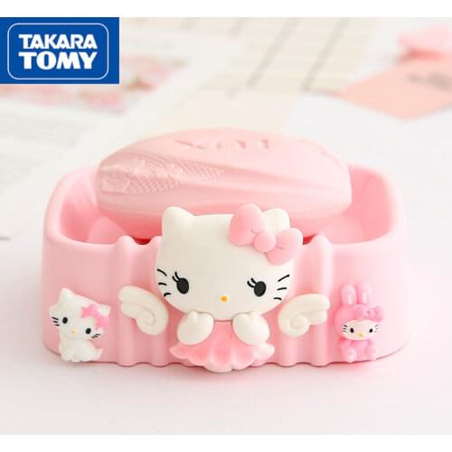 TAKARA TOMY cartoon Hello Kitty soap box simple creative cute soap box rack household bathroom plastic soap tray