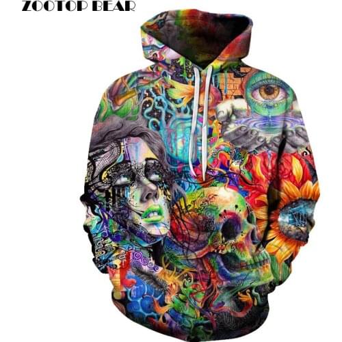 Paint Skull 3D Printed Hoodies Sweatshirts Itself Men Women Hooded Pullover Brand Quality Tracksuits Coats Fashion Outwear New
