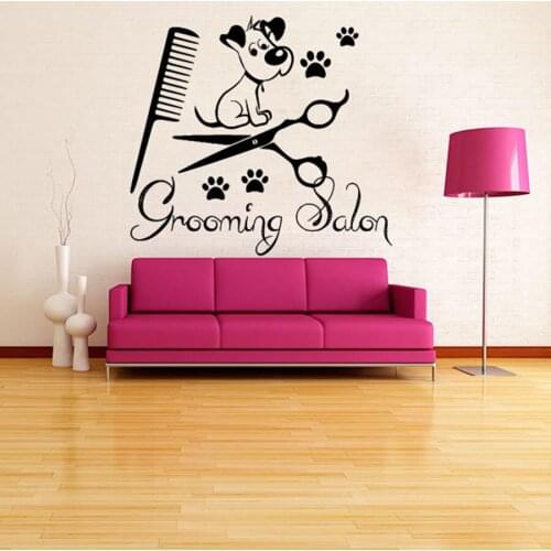 Pet Grooming Salon Wall Decals Interior Design Best Friend Animals Lovely Dogs Mural Window Art Decal Vinyl Wall Sticker S349