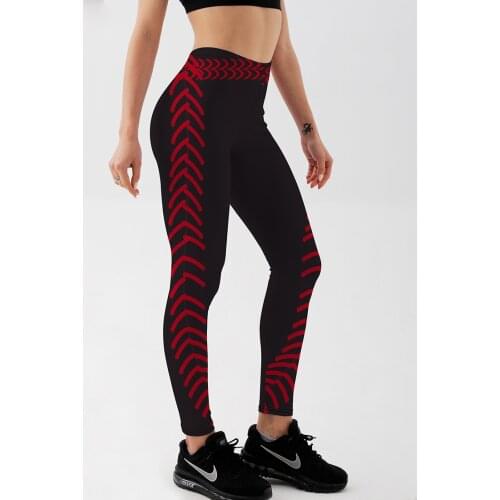 Qickitout New Fashion Women Leggings Arrow Printed Red Black Color Design Pants Fitness Workout Leggings Slim Punk Girl Leggings