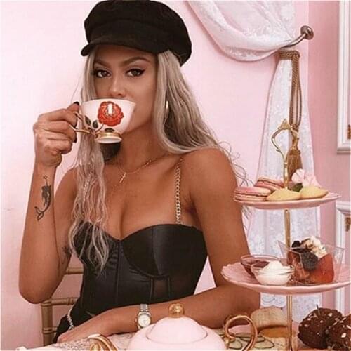 2021 New Women Vintage Cami Tops Ladies Summer Chain Spaghetti Strap Chest Wrap Tank Top Club Sexy Cropped Tops Female