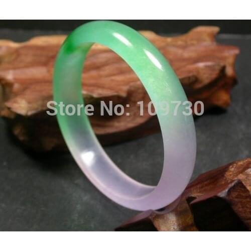 001474 CHINESE Icy Green icy Lavender JADE Bangle Bracelet 60 mm (A0502)