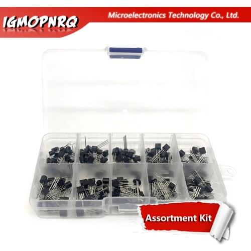 10value 200PCS BC337 BC327 2N3904 2N3906 2N2222 2N2907 S8050 S8550 A1015 C1815 Transistor Assortment Kit Transistors Box Package