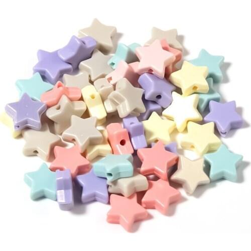 100Pcs/Lot 10mm Macaron Acrylic Pendant Beads Mix Color 5 Star Shape For Jewelry Making DIY Bracelet Necklace