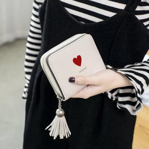 2017 Fashion Korean Wallet brand designed tassel short women wallet zipper female purse card holder Carteira Women Small Clu A89